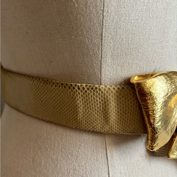 Vintage 1983 Christopher Ross 24K Gold PLATED BUCKLE With Leather Belt - Picture 3 of 9